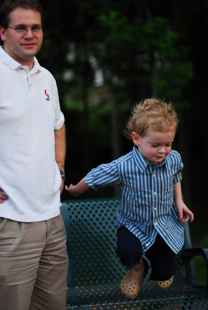 Recent pic of Will jumping off a bench at a park
